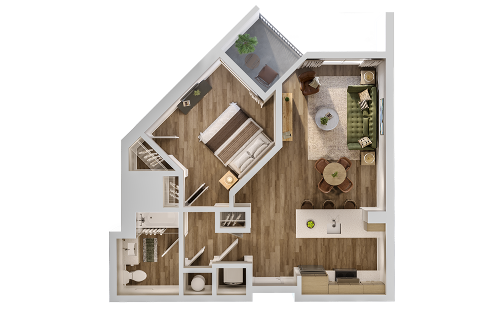A1 Floor Plan updated layout — 1 Bedroom 1 Bathroom