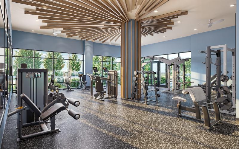 a gym with exercise equipment